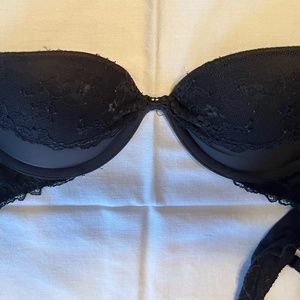 Victoria’s Secret Padded Demi Black Lace and Rhinestones Bra - 34A Good
